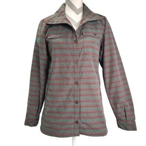 Nikita Women's M Western Print Button Front‎ Riding Jacket Hip Length Burgundy